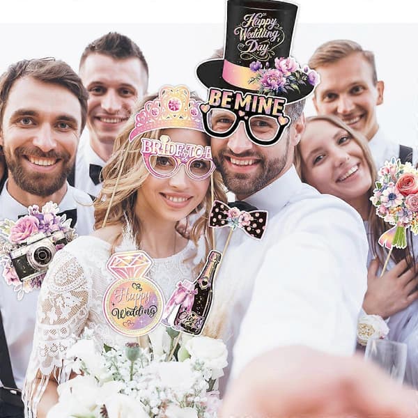 30 stk Bryllupsfotorekvisitter - Glade bryllupsselfie-rekvisitter til bryllup