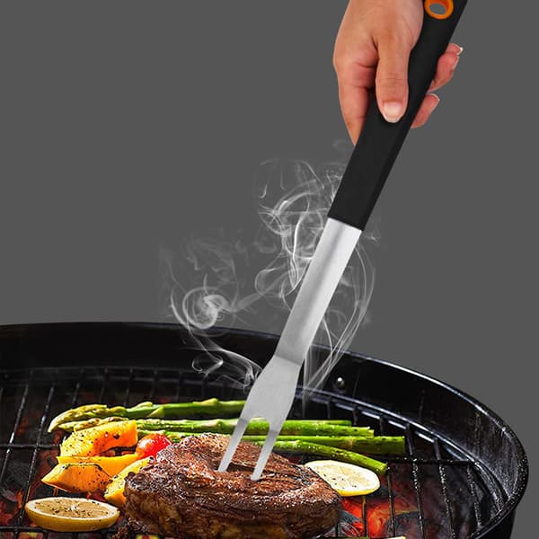 5-delt grillværktøjssæt, grill, grilltilbehør i rustfrit stål, campinggrillredskaber