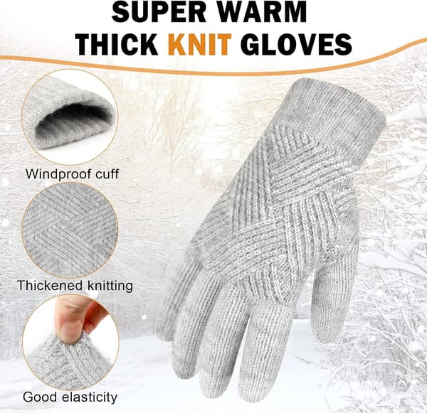 2-3 par vinterhandsker til kvinder, touchscreen, varme damehandsker til koldt vejr, sort1, grå1-tyk - Black1，grey1-thick