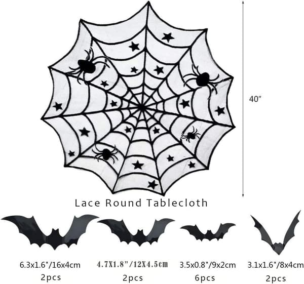 Halloween-dekorationer, Halloween rund spetsduk, rektangulär