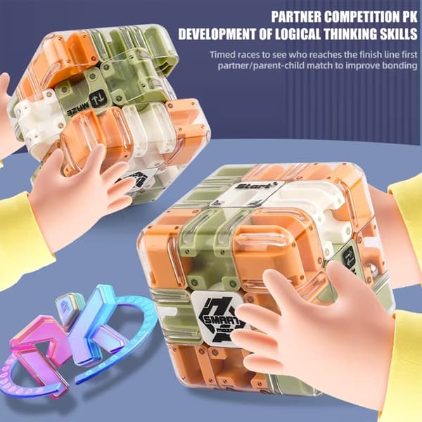 Stimulerende Gyro Puzzle Cube | 3D Labyrint Hjernetrimleke for Barn & Voksne [JUN]