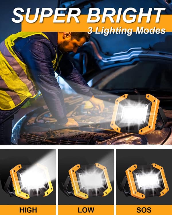 30W Rechargeable COB Work Light - 2000LM Super Bright Floodlight | USB Portable & Waterproof for Outdoor Use