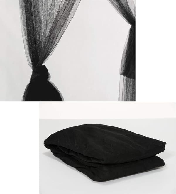 Double Bed Mosquito Net Rectangular Canopy Large Black Simple Summer Mosquito Net with 4 Openings Canopy Bed Curtains 190cm(W) x210cm(