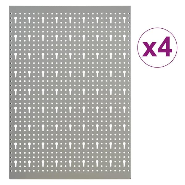vidaXL Vægmonterede værktøjstavler 4 stk. 40x58 cm stål grå grå