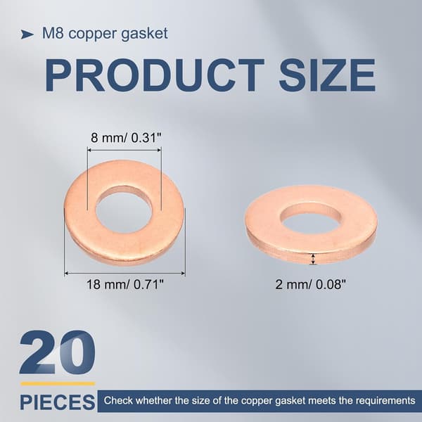 20 st M8 platta kopparbrickor 8x18x2mm packning M8 (8x18x2mm) size_name 4 Inch x 6 Inch