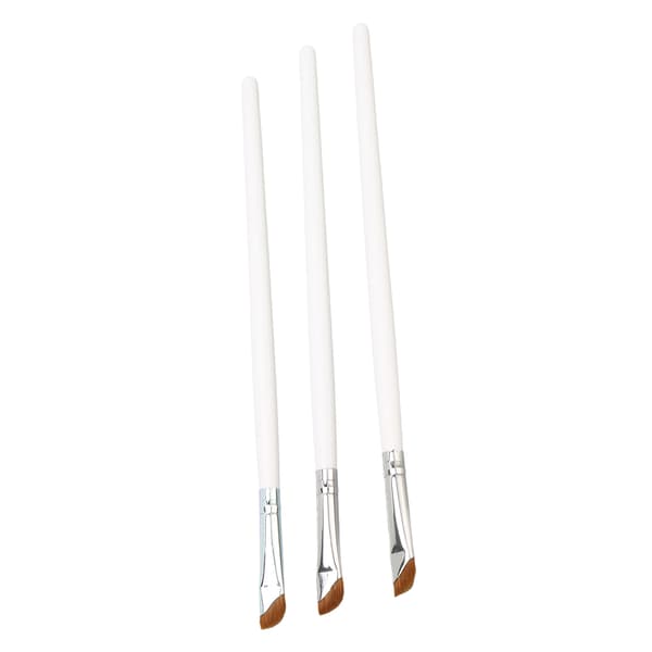 3-pack Angled Eyeliner Brush Ultra Fine Slanted Cut Makeup Brush with Comfortable Grip White