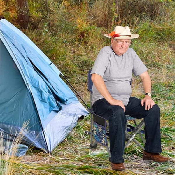 Camping Chair, Breathable, Comfortable, Foldable, Leaf Pattern, with Side Pocket, 58*36*36CM