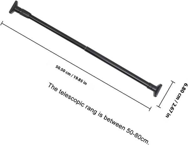Shower Curtain Rod Telescopic Rod 50-80cm Iron Robust Telescopic Black