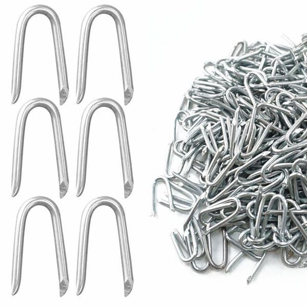 U-formede spiker for gjerder, 500g (ca. 350 stk), 25mm galvaniserte gjerdeklemmer, gjerdeklammer for YYV-gjerder