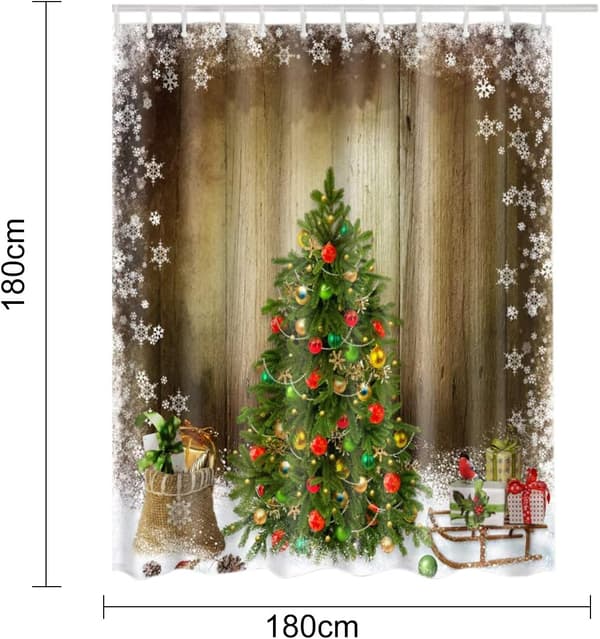 Vandtæt polyester badeforhæng med julemotiv
