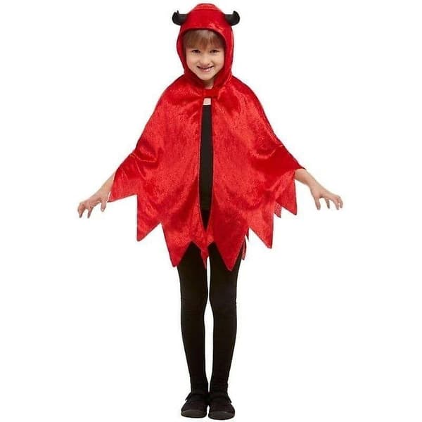 Devil Hooded Cape for Kids Red 52145