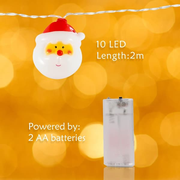 1 stk julebelysning med julemanden, 10 LED julesnemand