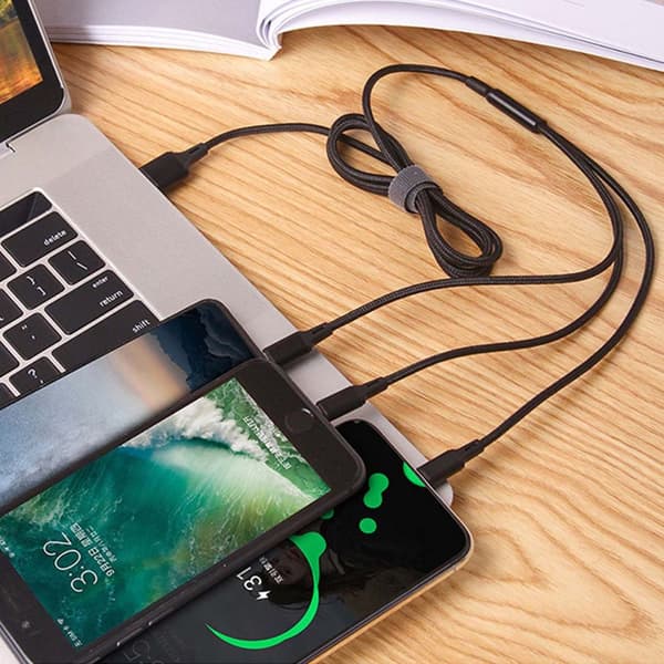 3-in-1 latauskaapeli | Pikalataus Type-C, Micro USB & Lightning 1.2m