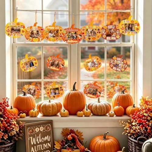 24 sæt efterårshåndværk til børn Thanksgiving DIY billedrammer Efterårspapir Græskar fotoramme ornamenter til efterårsfestivalspil Aktiviteter Håndværk