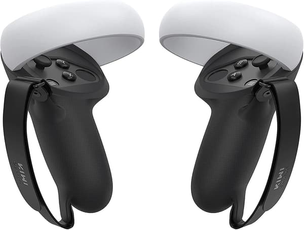 Silikoninen kahvasuoja Meta/Oculus Quest 2 -lisävarusteille, suojus rystyshihnoilla (musta, 1 pari)