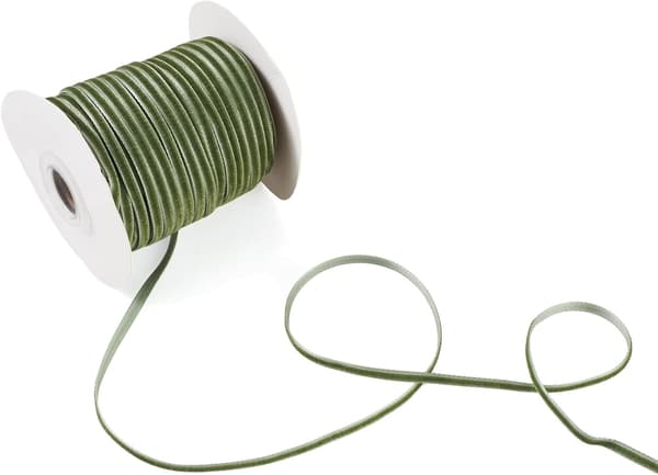3mm vihreä samettinauharulla, yksipuolinen, litteä, 50 jaardia