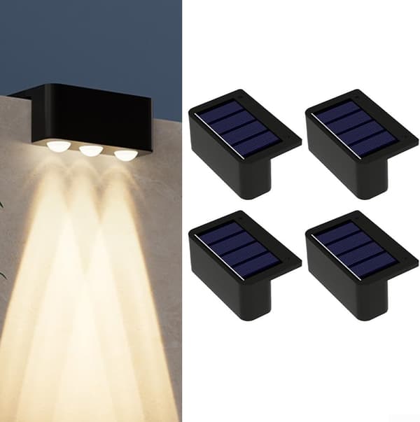 Monterte gårdsplass utvendig konstruksjon og ladende solcellevegglamper for balkong med ABS sollysfunksjon (3LED varmt lys) lys 3LED warm light 3LED