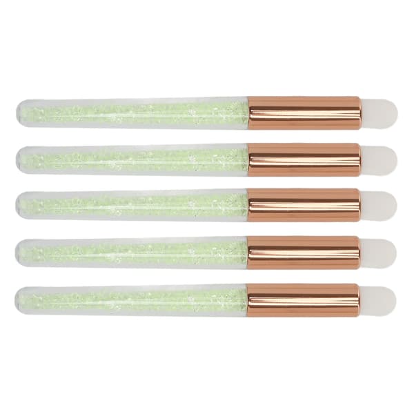 5 Pcs Round Tip Lip Brushes with Rhinestone Handle, Soft Bristles, Lipstick Applicator