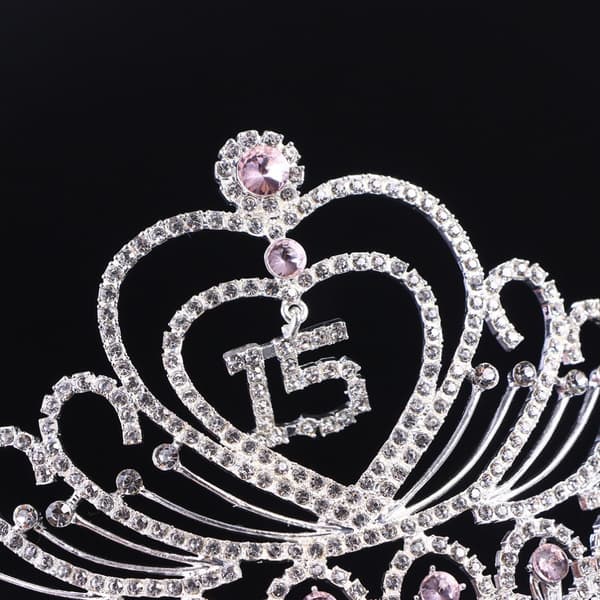 Rosa bursdagstiara krone med rhinsteiner til Sweet 15-fest