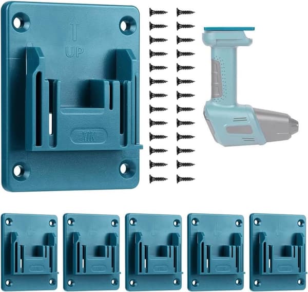 5-pack Wall Mounted Tool Holder for Makita 14.4V 18V Power Tools, ABS and PC Storage Rack for Garage Workshop, Blue