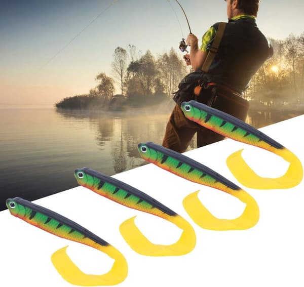 Fiskesluk, sett med 8, 12 cm, PVC, padlehaledesign