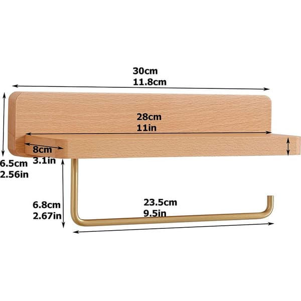 Serbia – Double Wall-Mounted Toilet Paper Holder in Solid Beech – Self-Adhesive or Screw Mounting – Rounded Corners for Safety – Modern Design