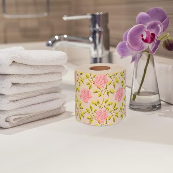 Bamboo Pulp Toilet Roll with Rose Pattern, Bulk Toilet Paper for Bathroom Cleaning
