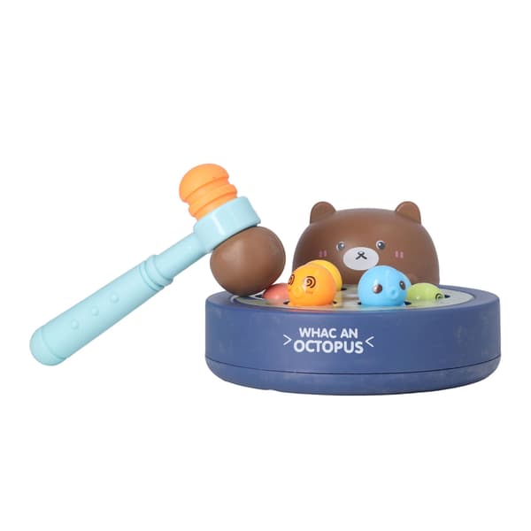Whack A Mole Game Learning Interactive Educational Early Development Toy for Kids with Hammer for Children Over 3 Years Old Small Brown Bear