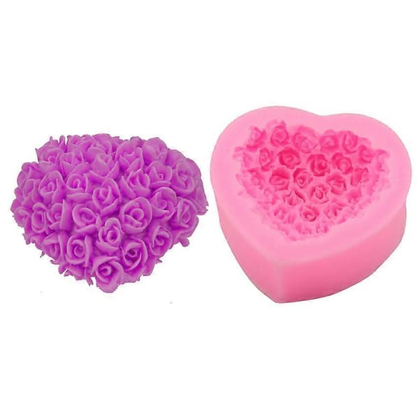 Hjerteformet Rosebukett Fondantform Kakeform Baking DIY Silikon Kakeform