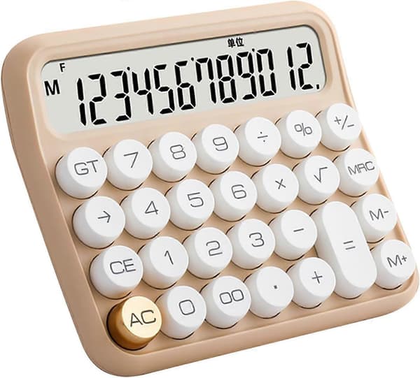 Desktop Calculator, Battery Powered Desktop Calculator, Mechanical Calculator with 12 Digits and LCD Display, Kids Calculator, for Office