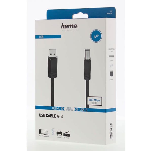 USB 2.0 -kaapeli 480 Mbit/s 5m Musta Svart