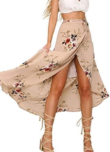 Kvinnors Boho Blommiga Tie Sommar Strand Wrap Klänning, XL