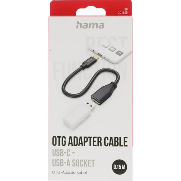Adapterkabel USB OTG USB-C til USB-A Svart Svart
