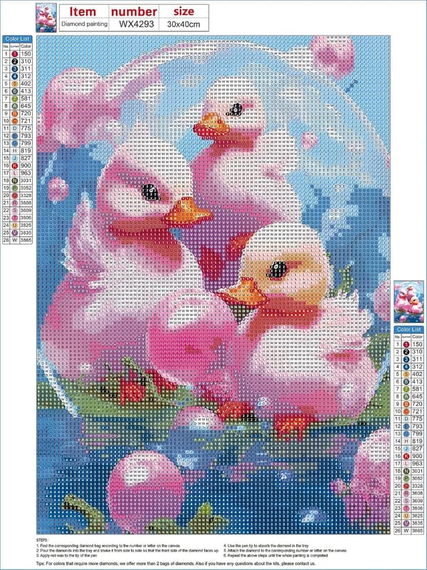 30x40cm Søde små ænder DIY diamantmalingssæt til voksne, 5D