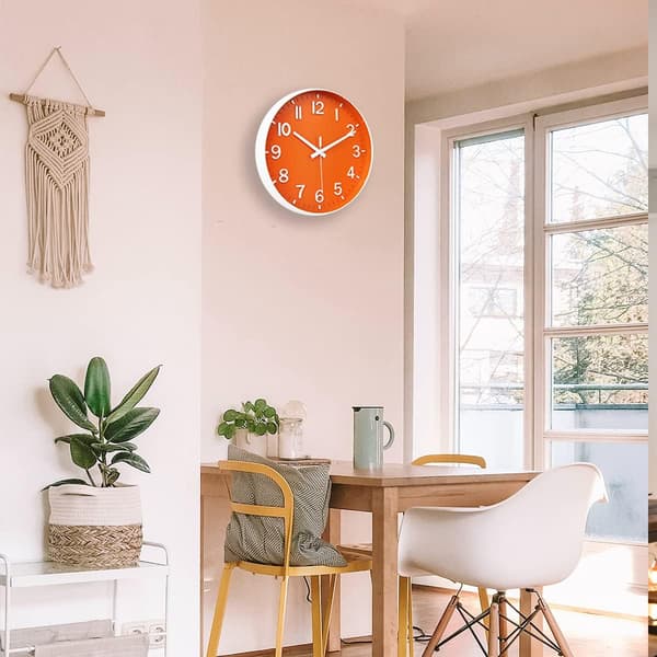 Väggklocka 30 cm Tyst Icke-tickande Klocka för Vardagsrum Sovrum Kök Kontor (Orange)-FA- Orange Orange