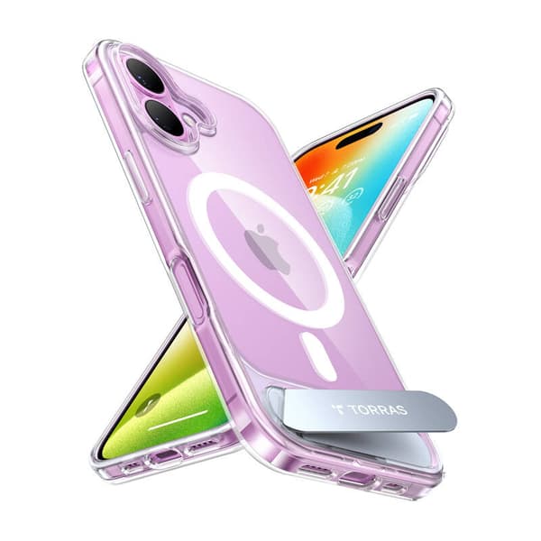 Torras Pstand Series Fodral till iPhone 16 Plus (transparent)