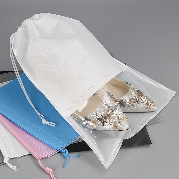 10 st reseskoväska vit non-woven tyg dragskoorganisatör