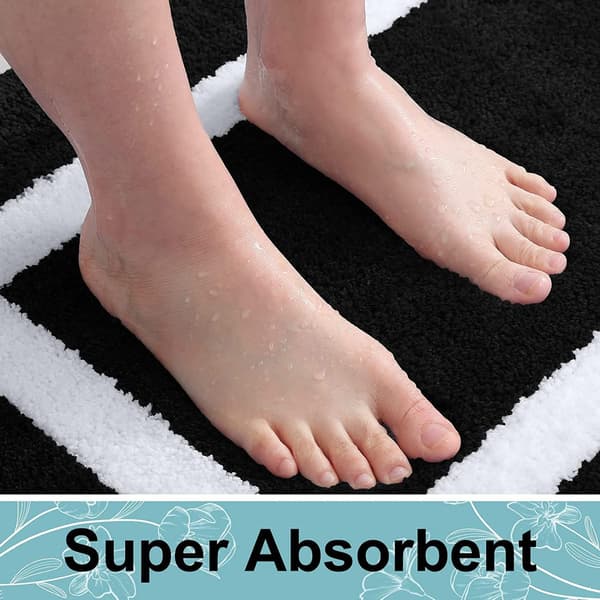 Sklisikker baderomsmatte, myk mikrofiber baderomsmatte, absorberende lang lugg