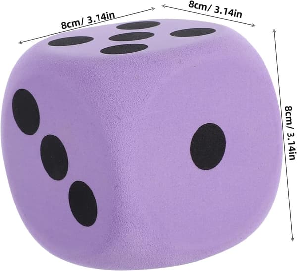 Large EVA Foam Dice Large Dice for Adults and Teenagers - 8cm Smooth Rounded