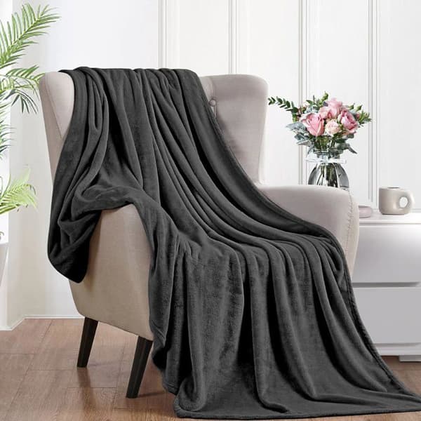 Fleece Blanket 150x200cm - Soft and Warm Throw for 2 People - Superior Quality Dark Grey - Sofa and Bed