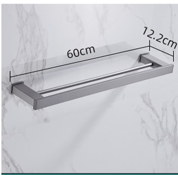 60 cm kylpyhuoneeseen asennettava pyyheteline, kaksinkertainen pyyheteline