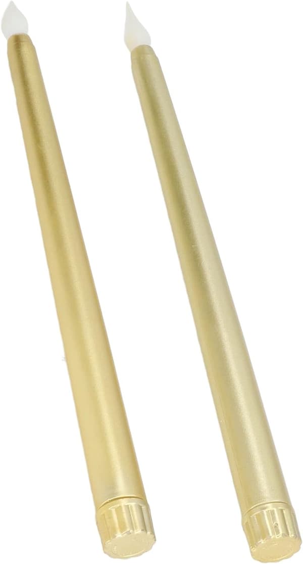 2-pak flammeløse LED-lys (helt guld), LED-kronelys, batteridrevne, dekorative LED-lamper til fester, bryllupper