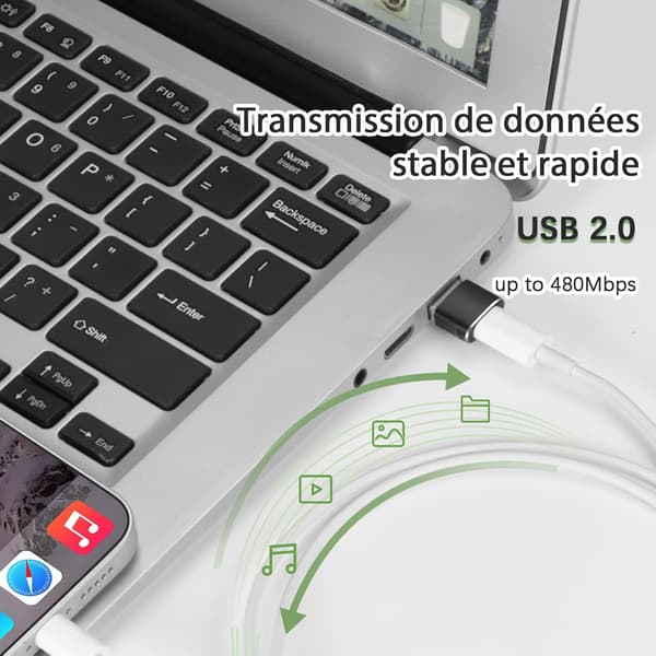 USB-C hona till USB-A hane-adapter, snabbladdning och dataöverföring, adapter för iPhone 12/13