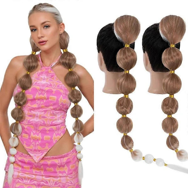 2-pack Bubble Lantern Braid Wrapped Ponytail Hair Extension 86 cm