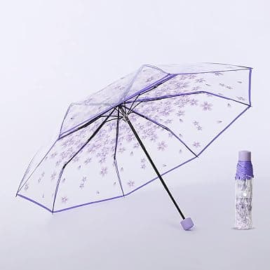 Transparent Travel Umbrella Compact Manual Foldable PVC Material Triple Portable Purple With Kitten Accessory Cute Versatile Umbrella