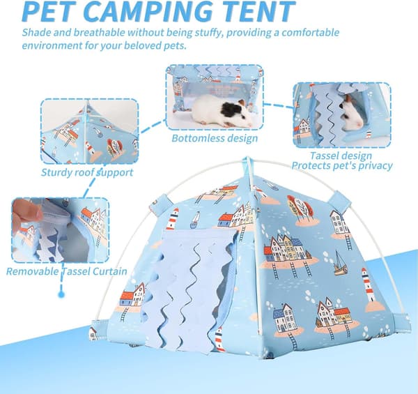 Hamster Mini Tent Hideout, No Bottom Lightweight & Easy to Clean, Rat Bed Without Installation Syrian Hamster Bed House, Suitable for Mouse, Fancy