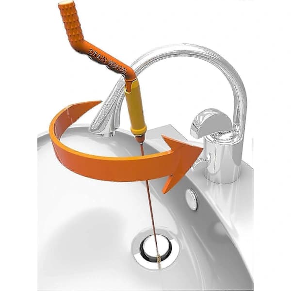 Drain Weasel Drain Cleaner - 65 cm - Hair Removal Tool for Drains with Rotating Handle & 3