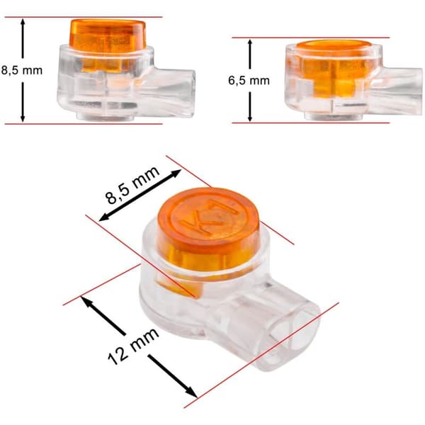 20-pack K1 Low Current Connectors for Telecom/Signal Cable, Quick Connect for Pressing 2 Wires