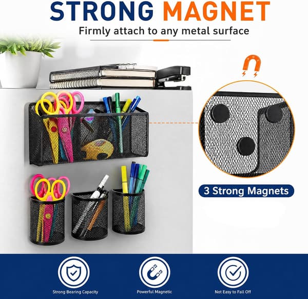 4-pakning magnetisk pennholder, tilbehør til skaporganisering