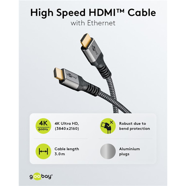 High-Speed HDMI™ Cable with Ethernet Svart, Silver